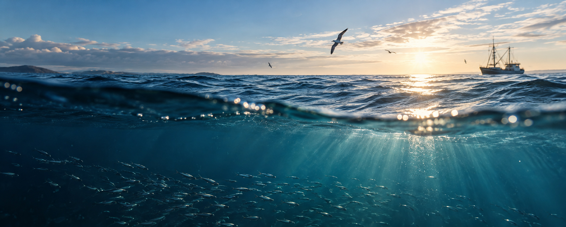 Meer und Fischerei als Symbol für nachhaltigen Fischfang